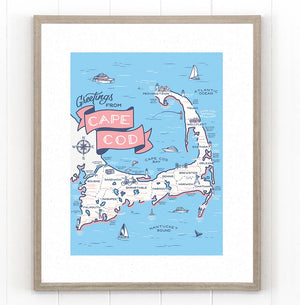 Cape Cod Map Art Print